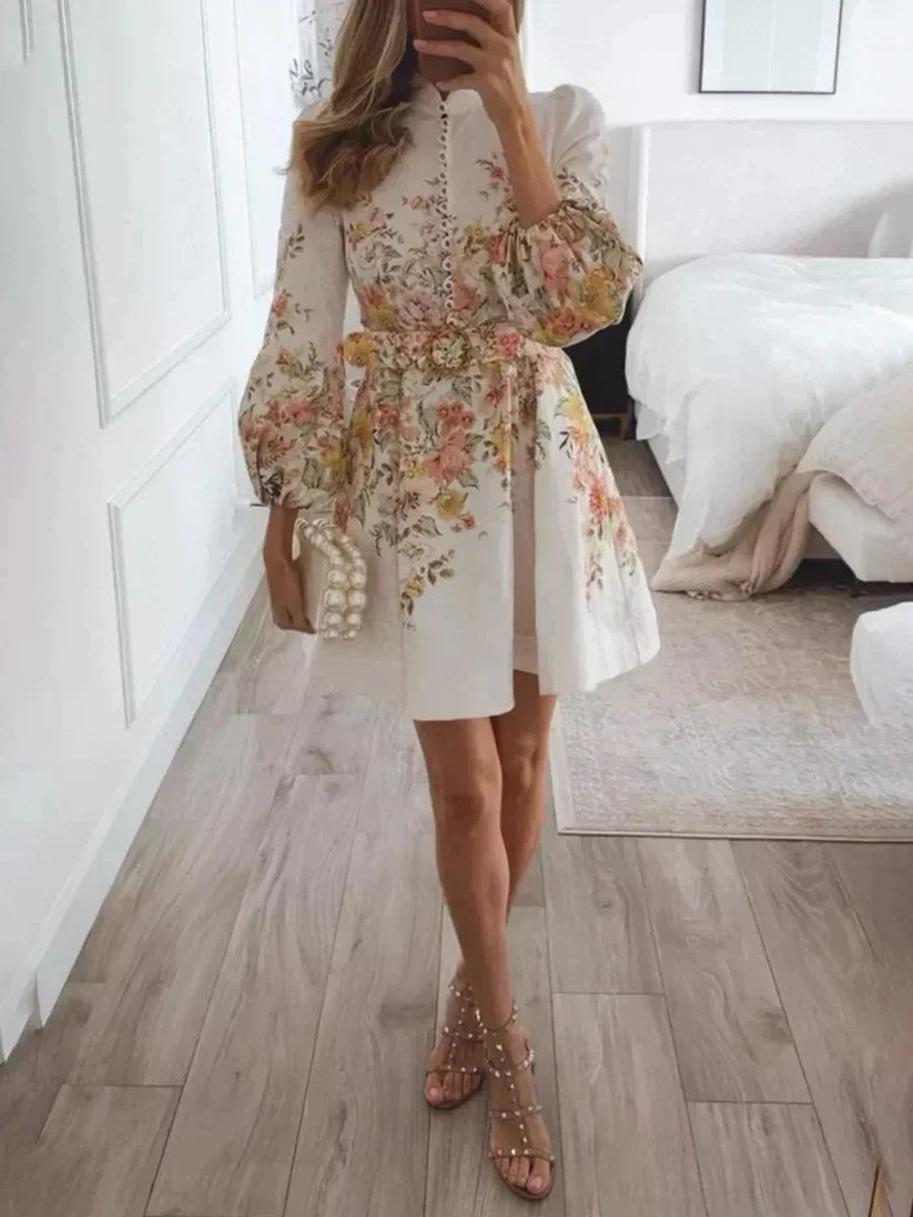LM | Printed mini dress with button fastening