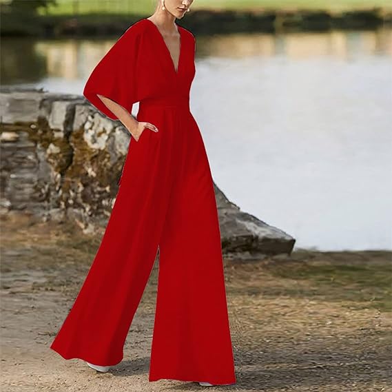 LM | Elegant V-neck jumpsuit