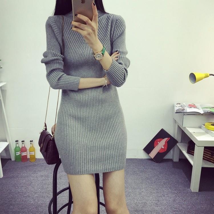 LM | Knitted mini dress with turtleneck
