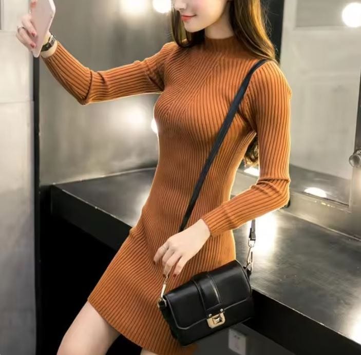 LM | Knitted mini dress with turtleneck