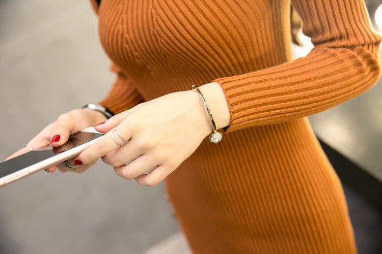 LM | Knitted mini dress with turtleneck