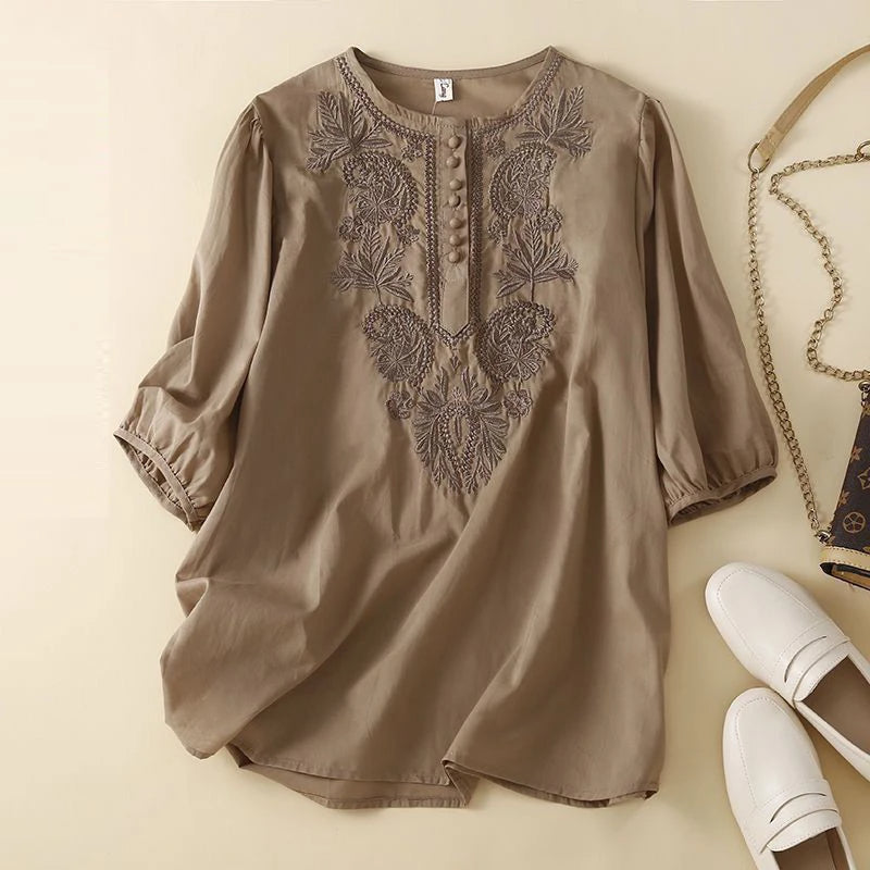 LD | Elegante blouse met borduursel