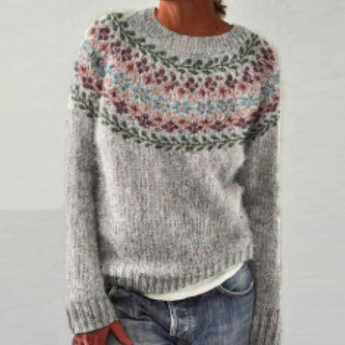 LM | Colorblock knitted sweater with striped sleeves