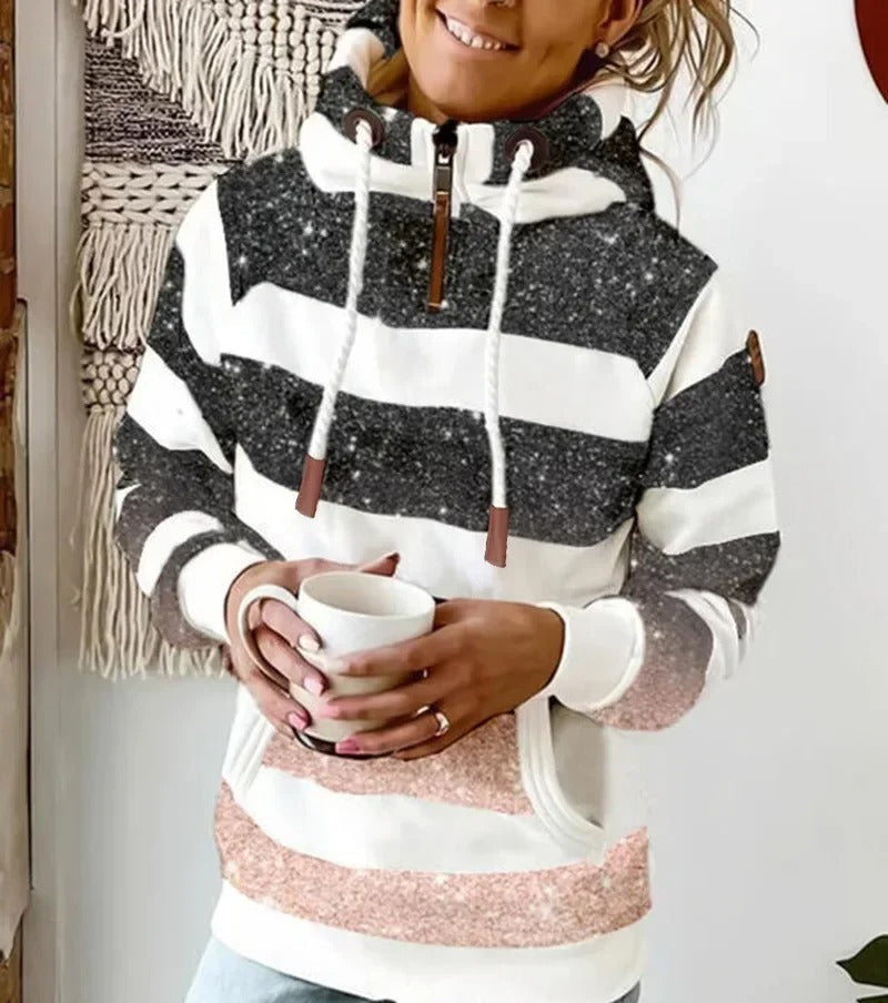 LM | Striped hoodie with drawstring