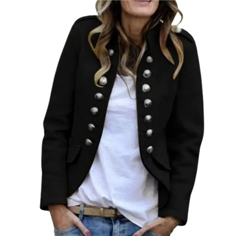 LM | Elegant stand-up collar tailored suit jacket