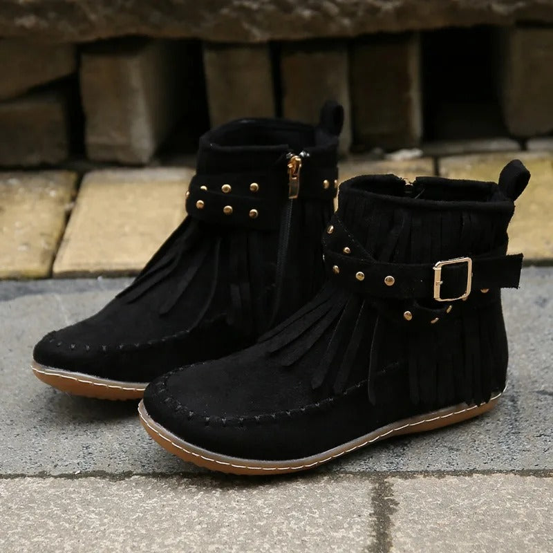 LM | Boho fringed moccasin boots