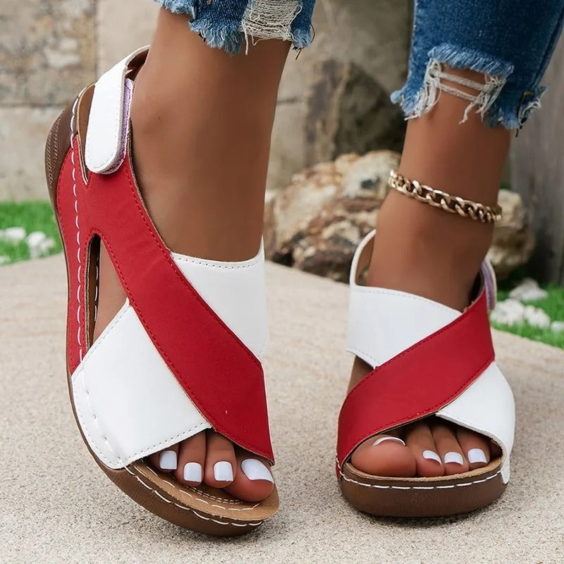LM | Casual wedge sandals with cross straps