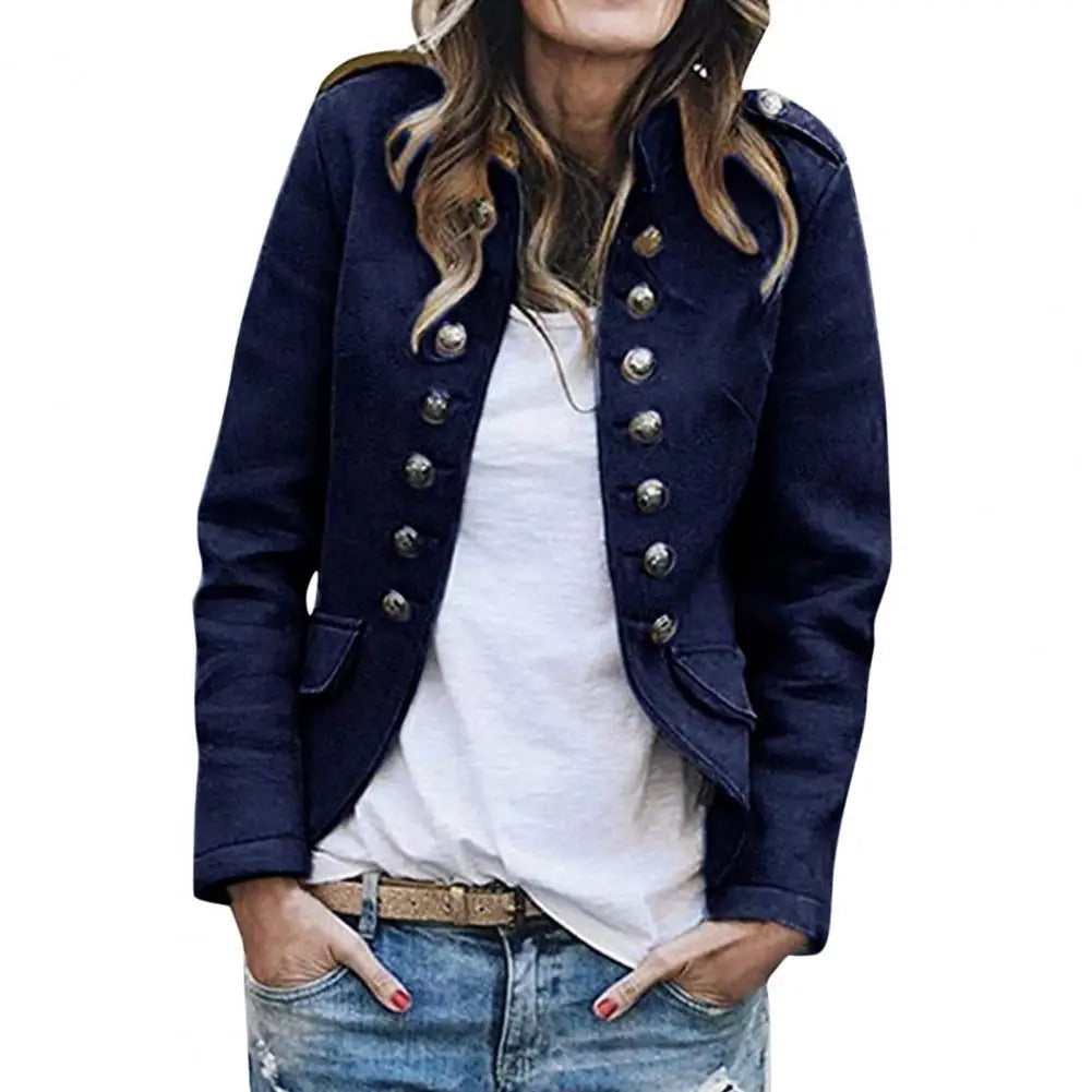 LM | Elegant stand-up collar tailored suit jacket