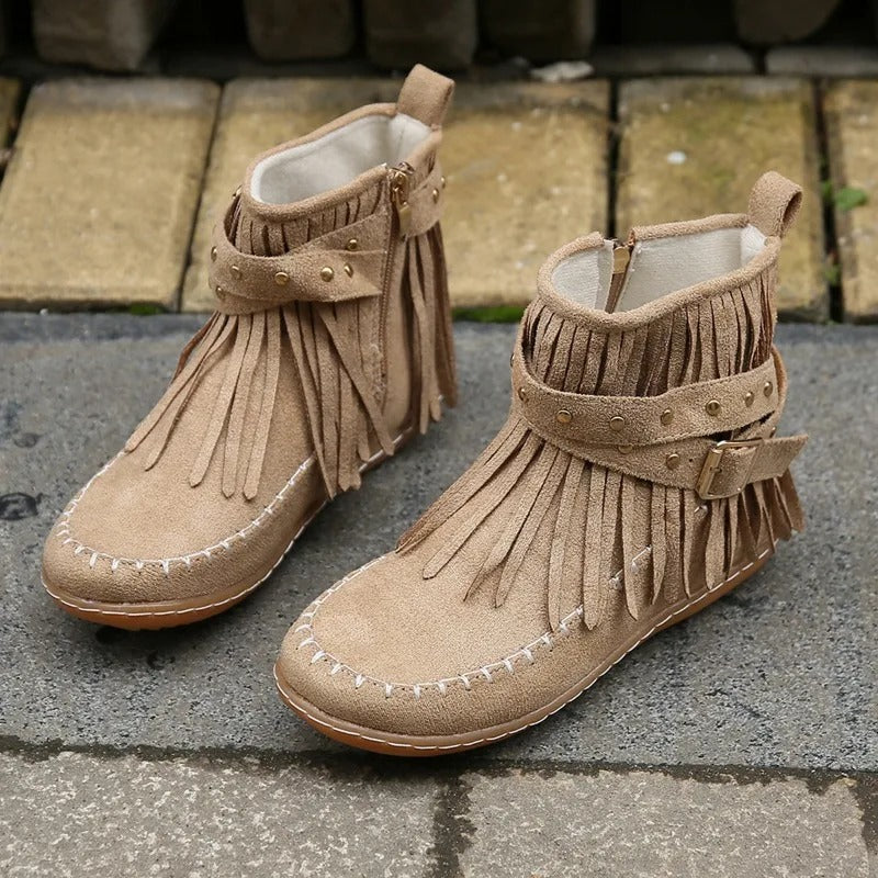 LM | Boho fringed moccasin boots