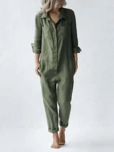 LM | Long-sleeved jumpsuit with buttons and pockets