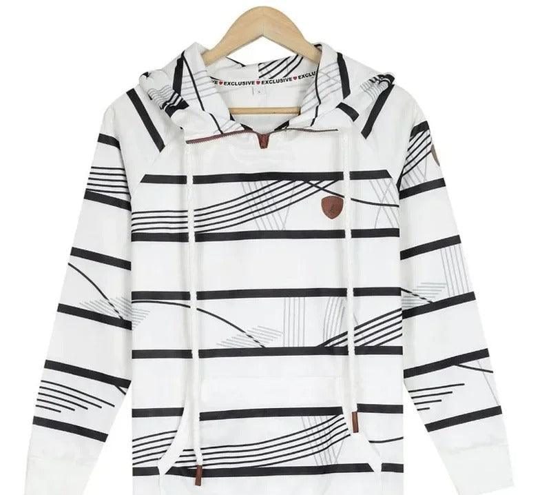 LM | Striped hoodie with drawstring