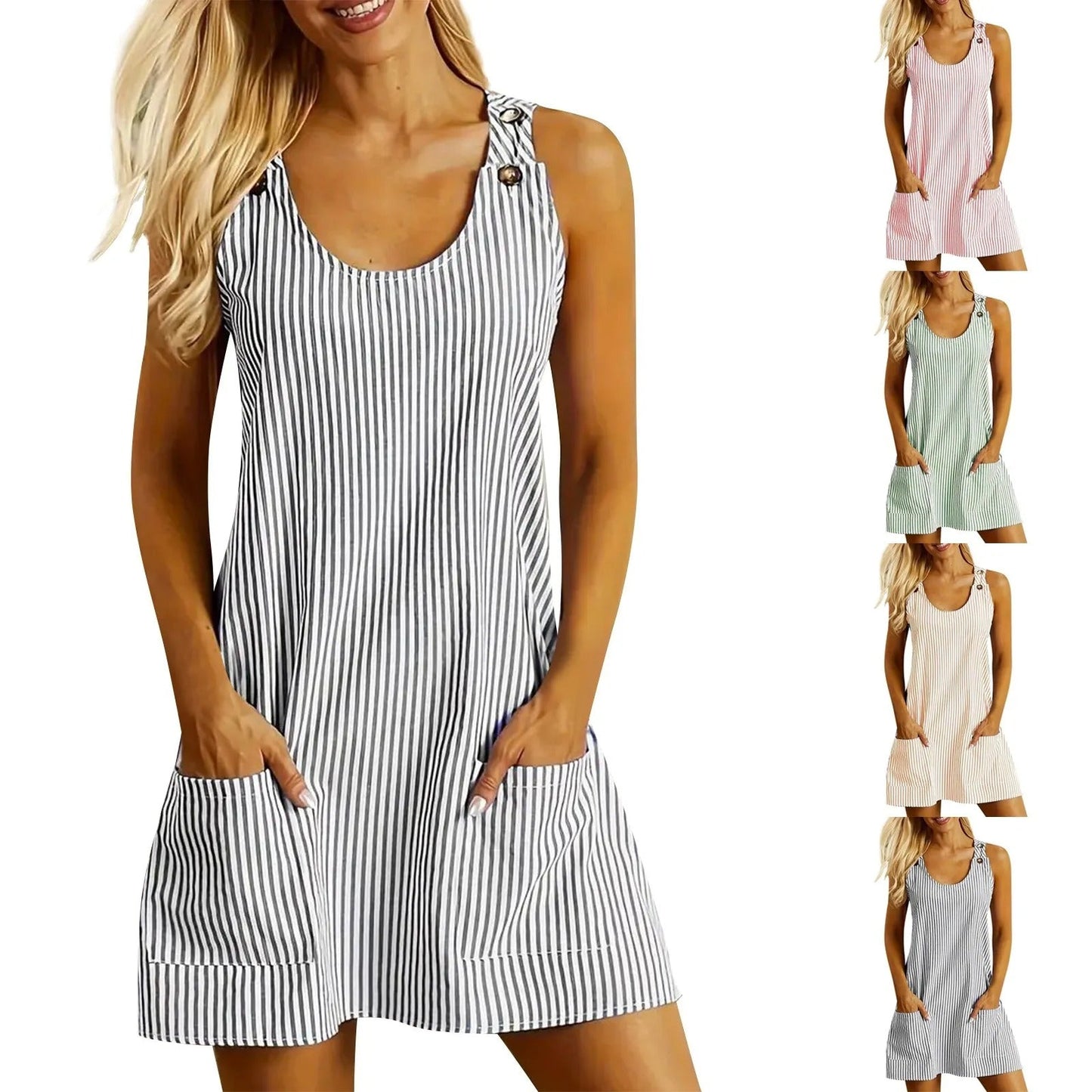 LM | Textured mini dress with striped straps