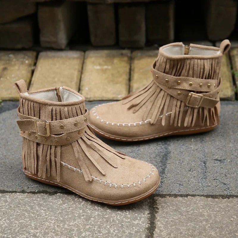 LM | Boho fringed moccasin boots