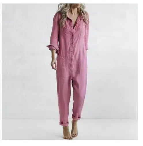LM | Long-sleeved jumpsuit with buttons and pockets