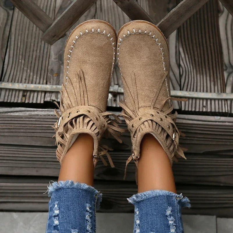 LM | Boho fringed moccasin boots