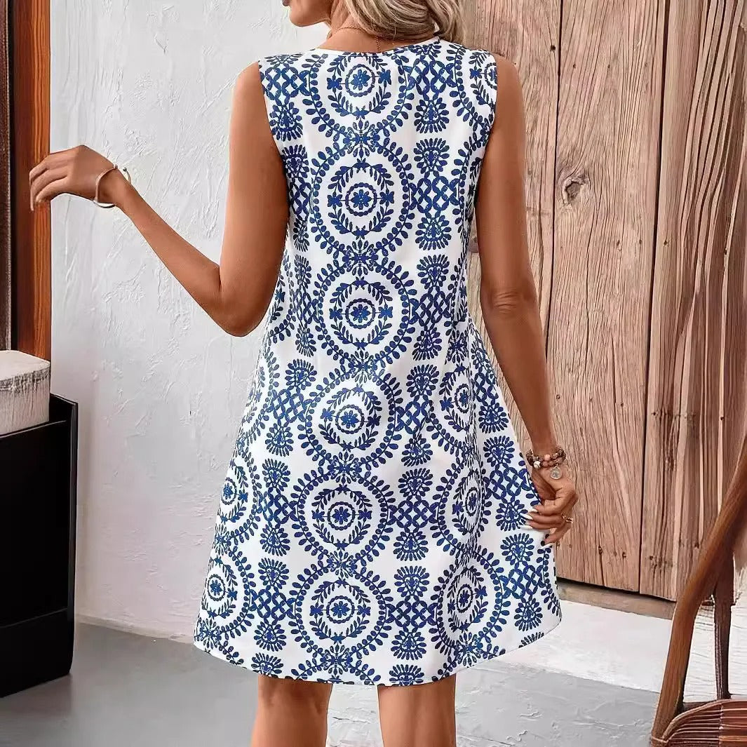 LM | Boho Vintage Sleeveless Mini Dress