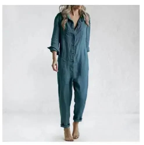 LM | Long-sleeved jumpsuit with buttons and pockets