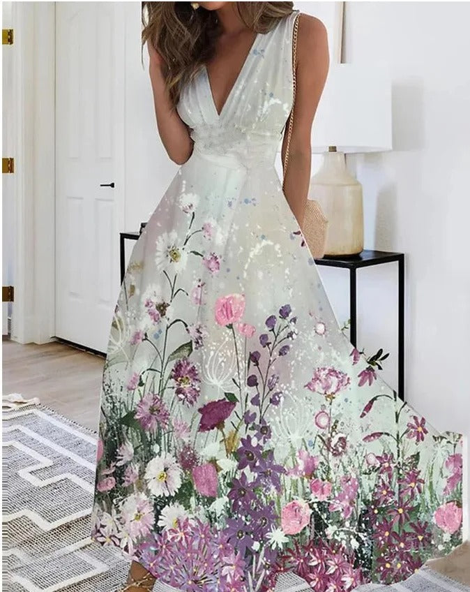 LM | V-neck sleeveless maxi dress