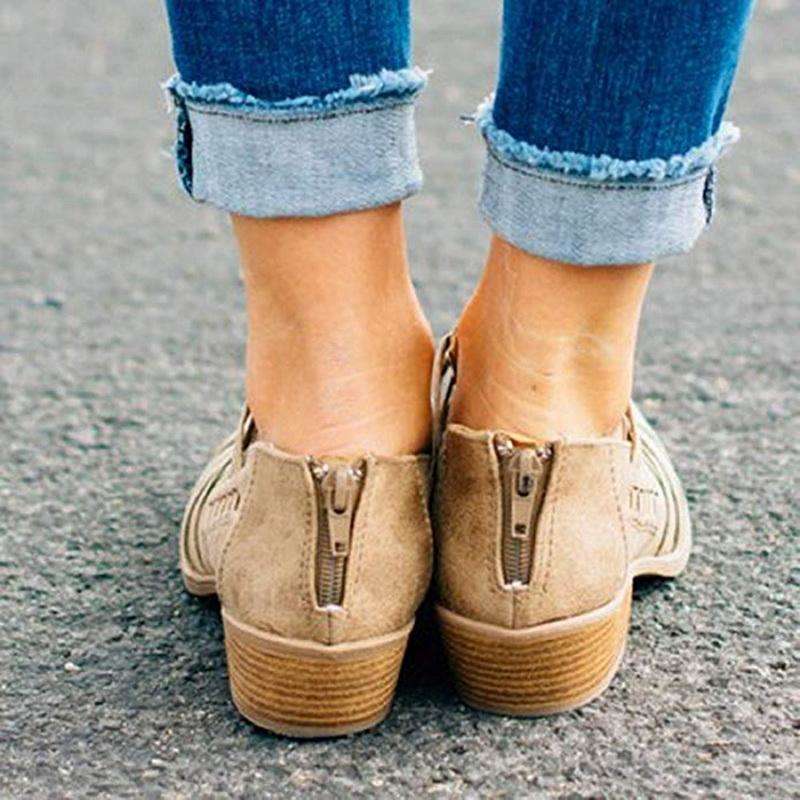 LD | Lage Hak Schoenen Dikke Hak Ritssandalen