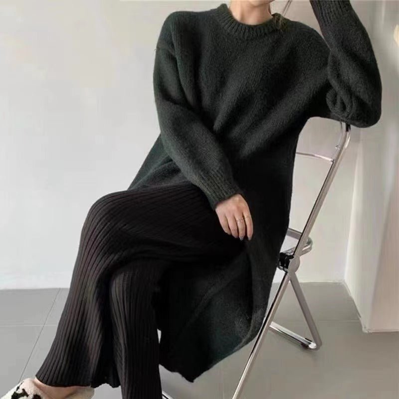TS | Sweater midi dress with pleated detail