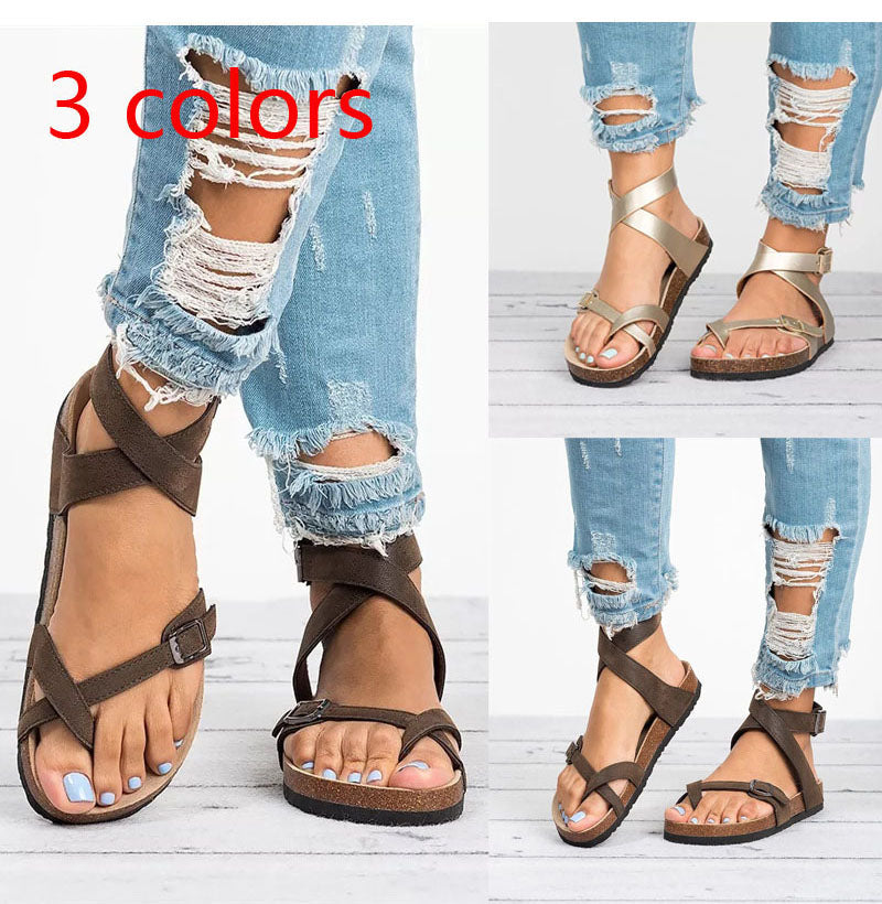 LD | Leren Platte Sandalen