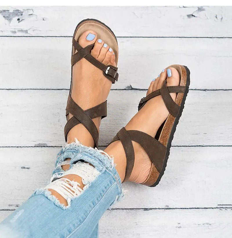 LD | Leren Platte Sandalen