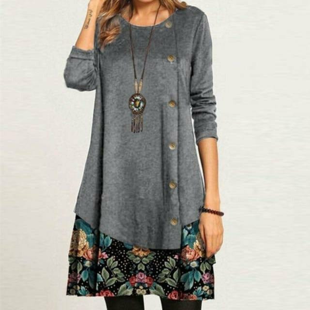 LM | Casual short vintage dress with cardigan for women