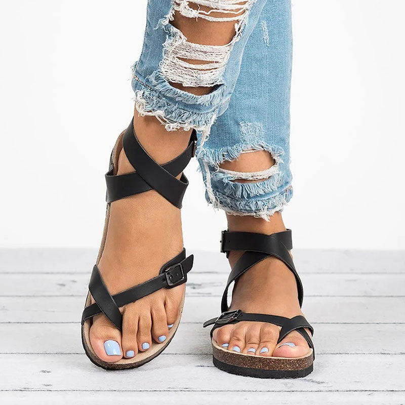 LD | Leren Platte Sandalen
