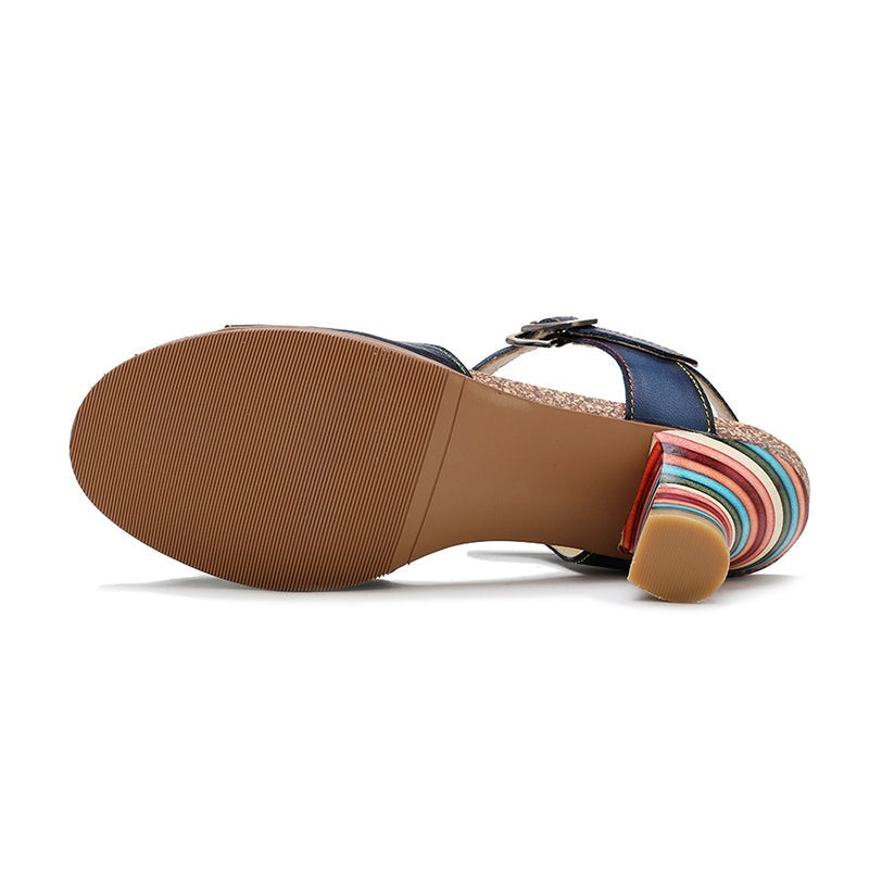 LD | Kleurrijke Boheemse Stijl Blokhakken Sandalen