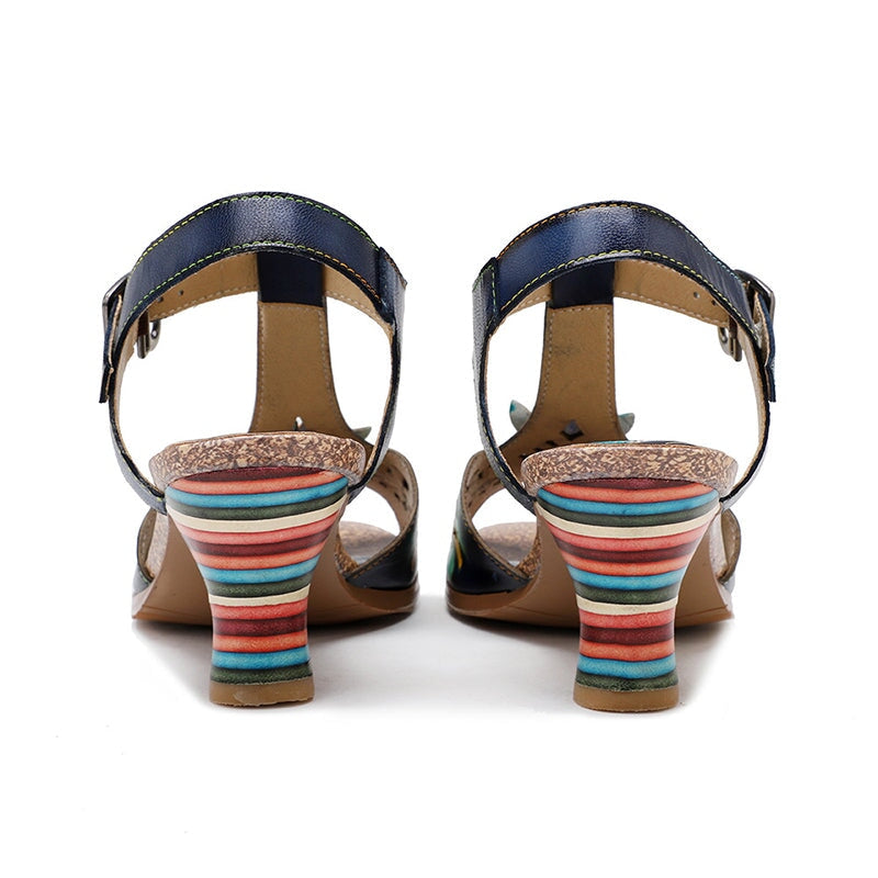 LD | Kleurrijke Boheemse Stijl Blokhakken Sandalen