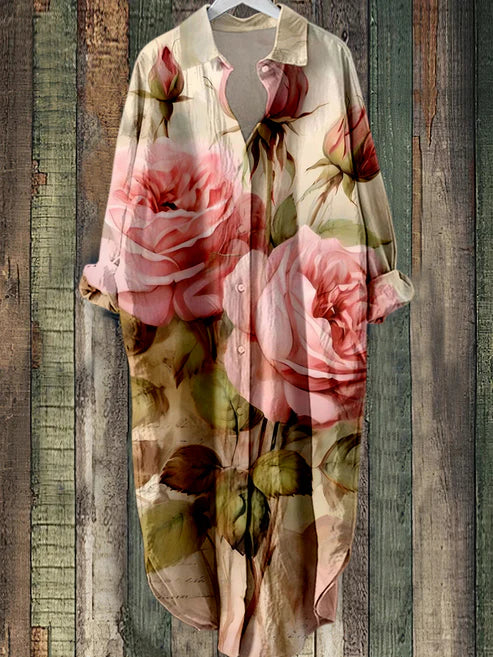TS | Buttoned midi dress with floral print