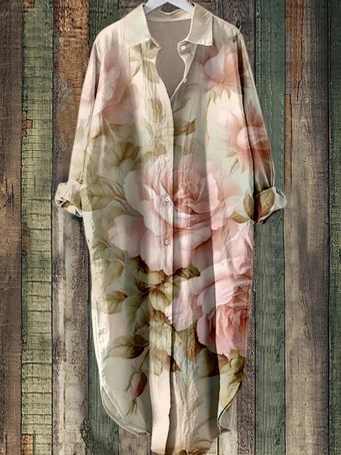 TS | Buttoned midi dress with floral print