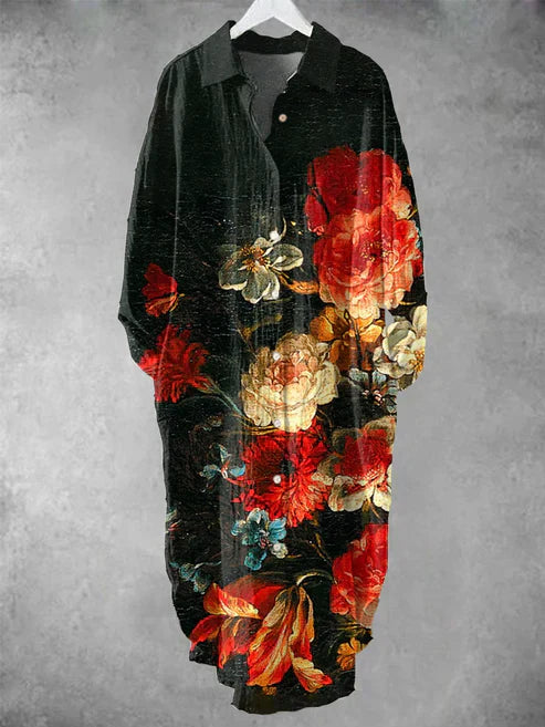 TS | Buttoned midi dress with floral print