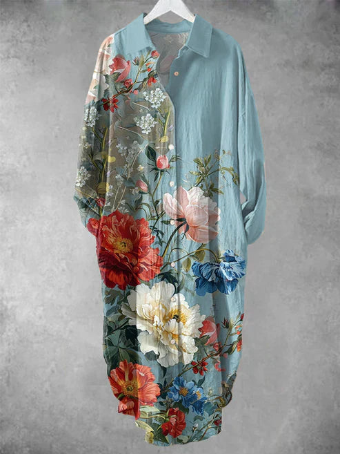 TS | Buttoned midi dress with floral print