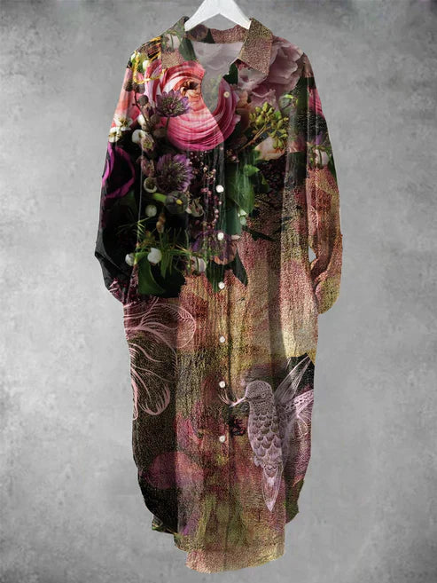 TS | Buttoned midi dress with floral print