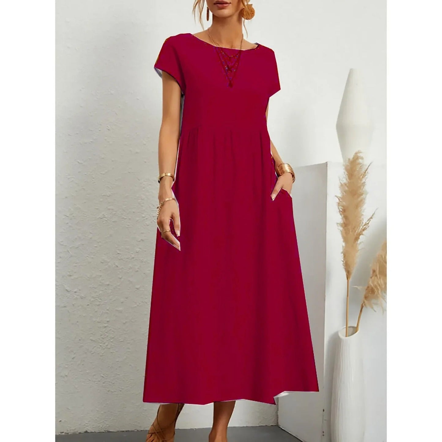 LM | Midi dress with side pocket