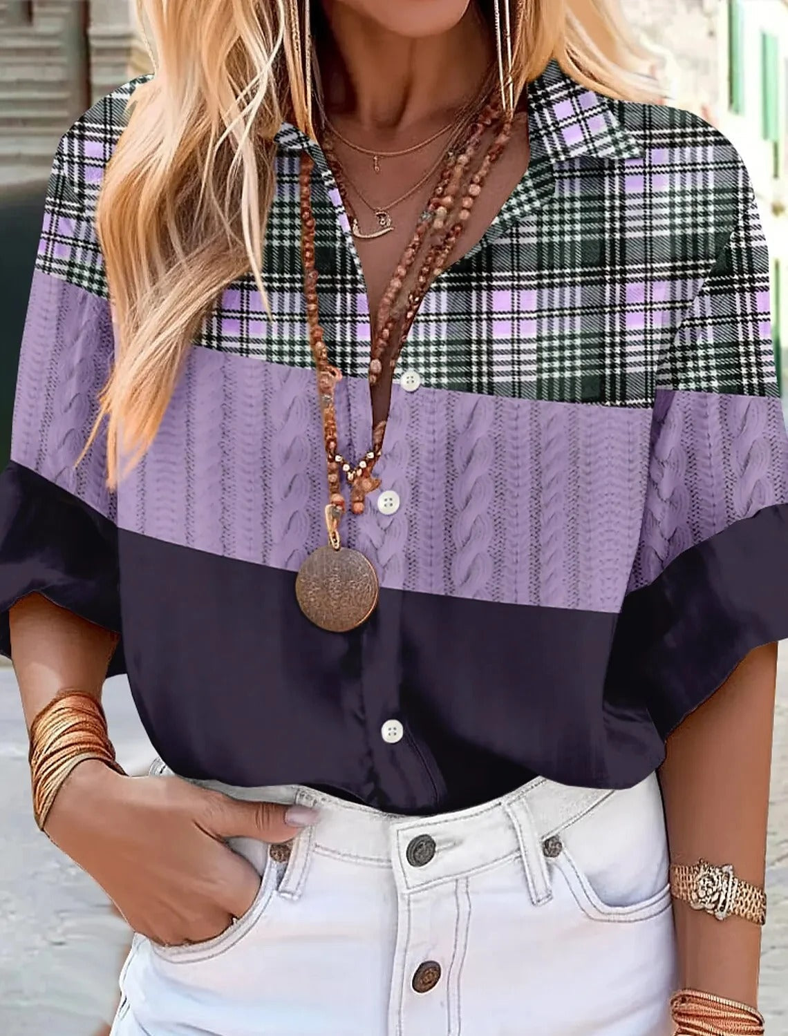 LM | Shirt with buttoned quarter sleeves