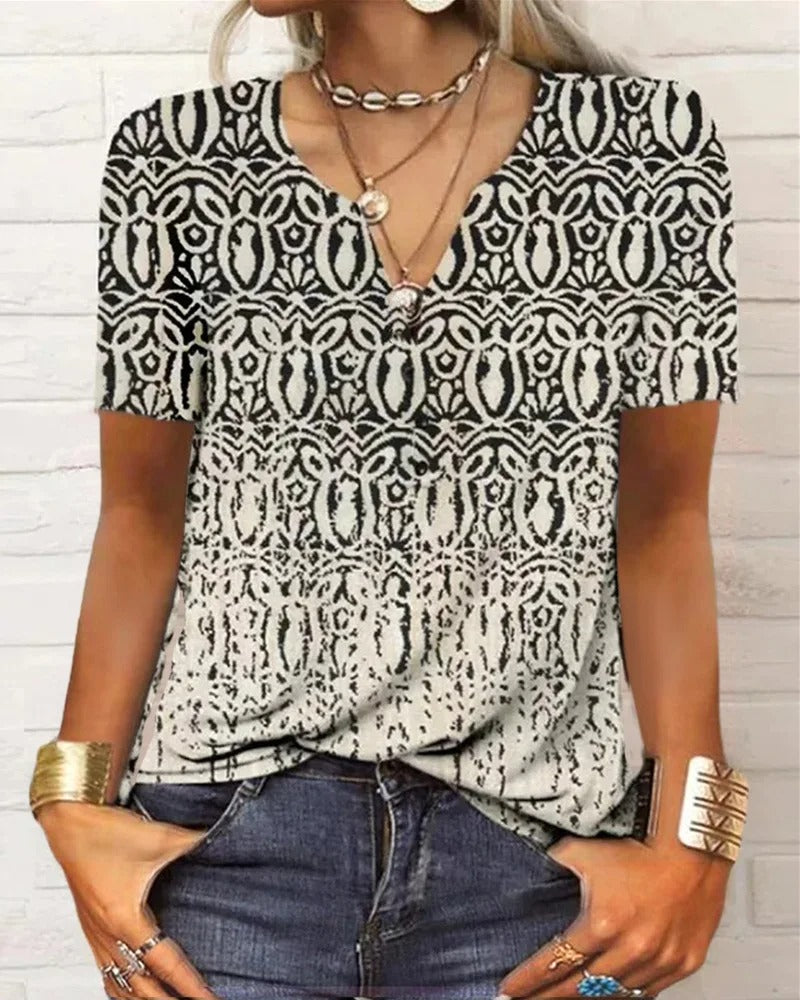 LM | long-sleeved top with boho patchwork print
