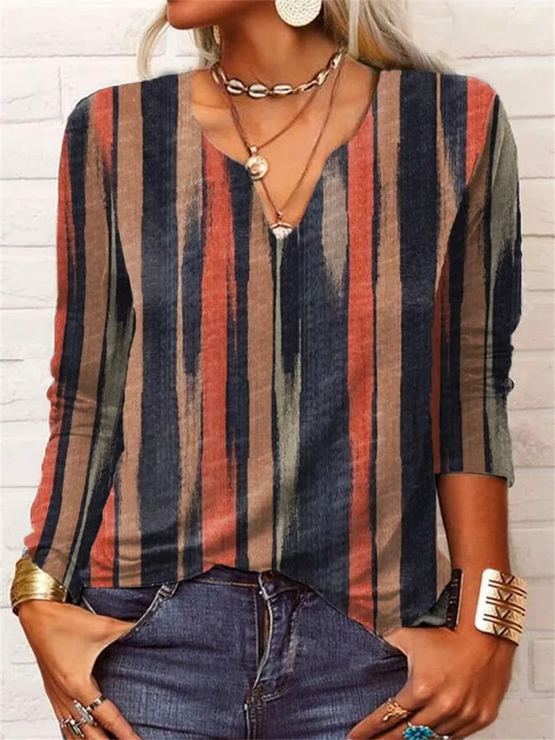 LM | long-sleeved top with boho patchwork print