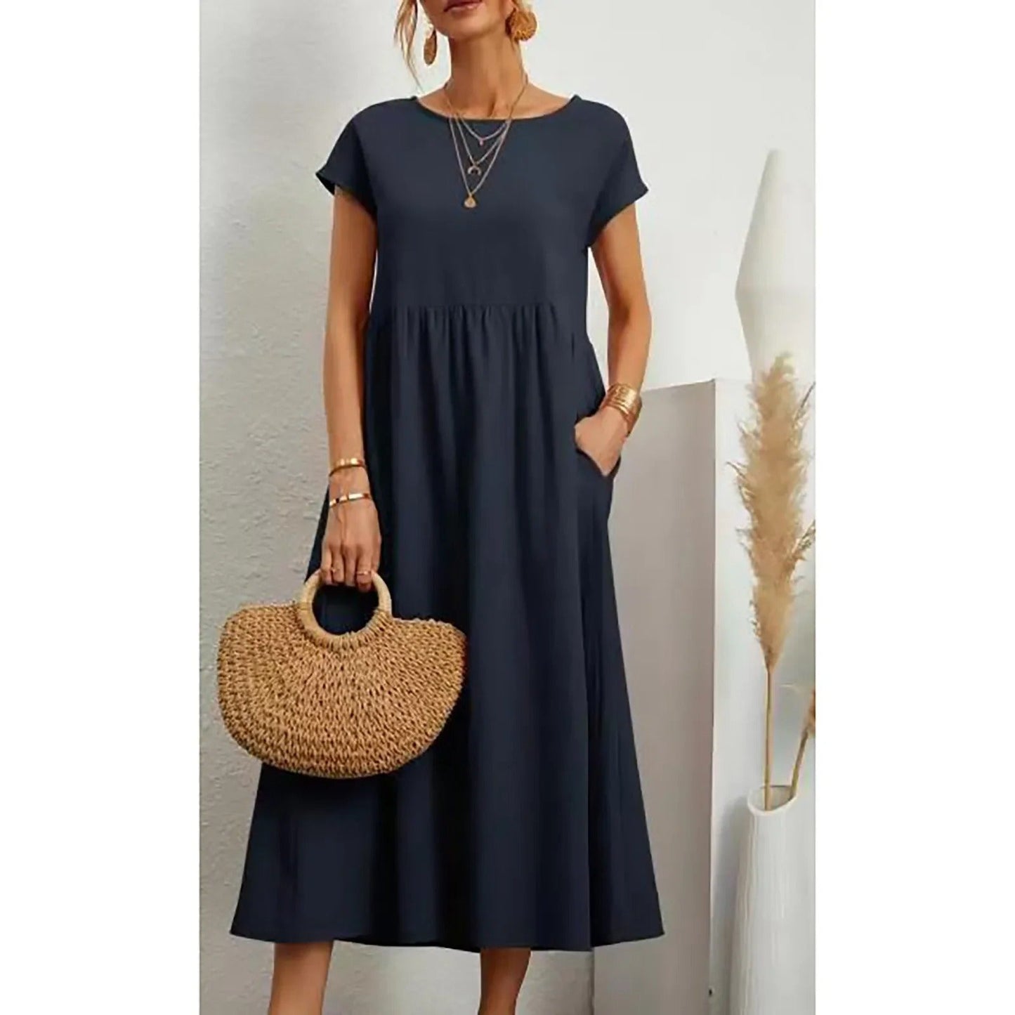 LM | Midi dress with side pocket