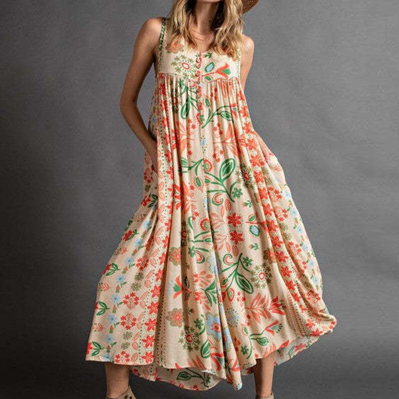 LM | Vintage printed sleeveless jumpsuit