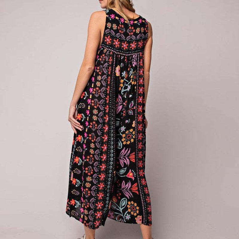 LM | Vintage printed sleeveless jumpsuit