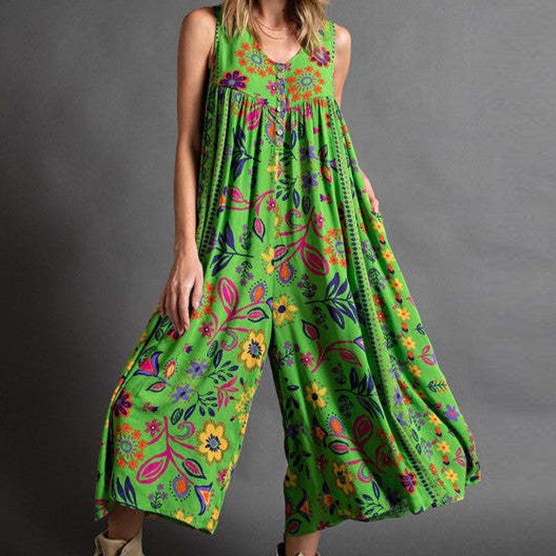 LM | Vintage printed sleeveless jumpsuit