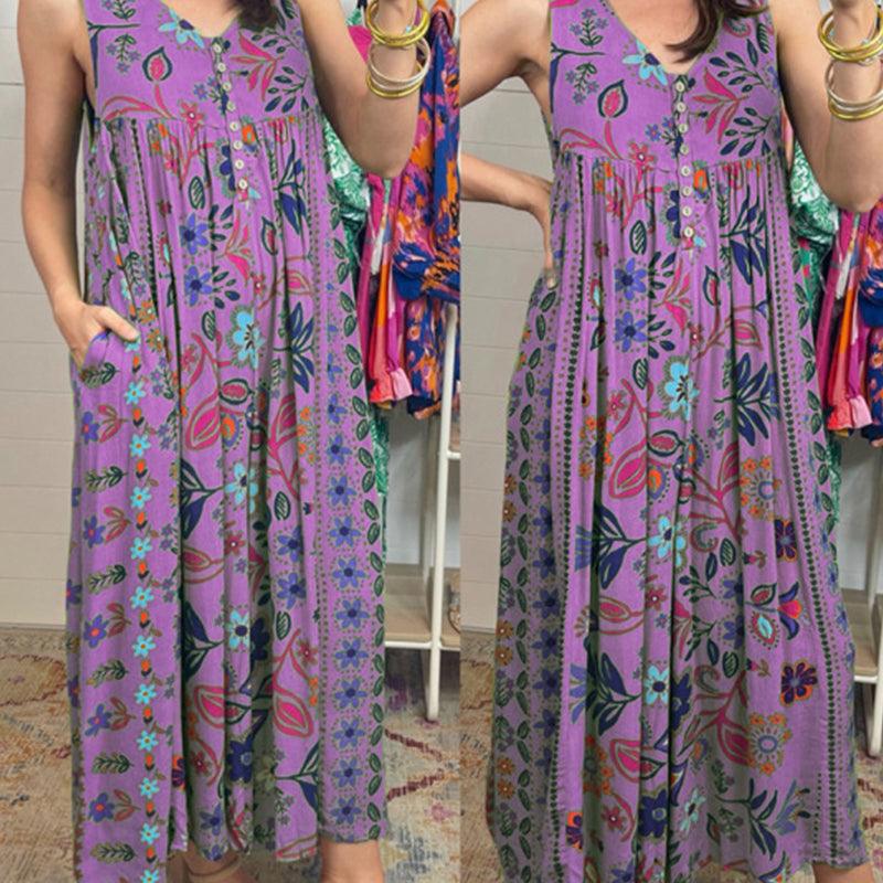 LM | Vintage printed sleeveless jumpsuit