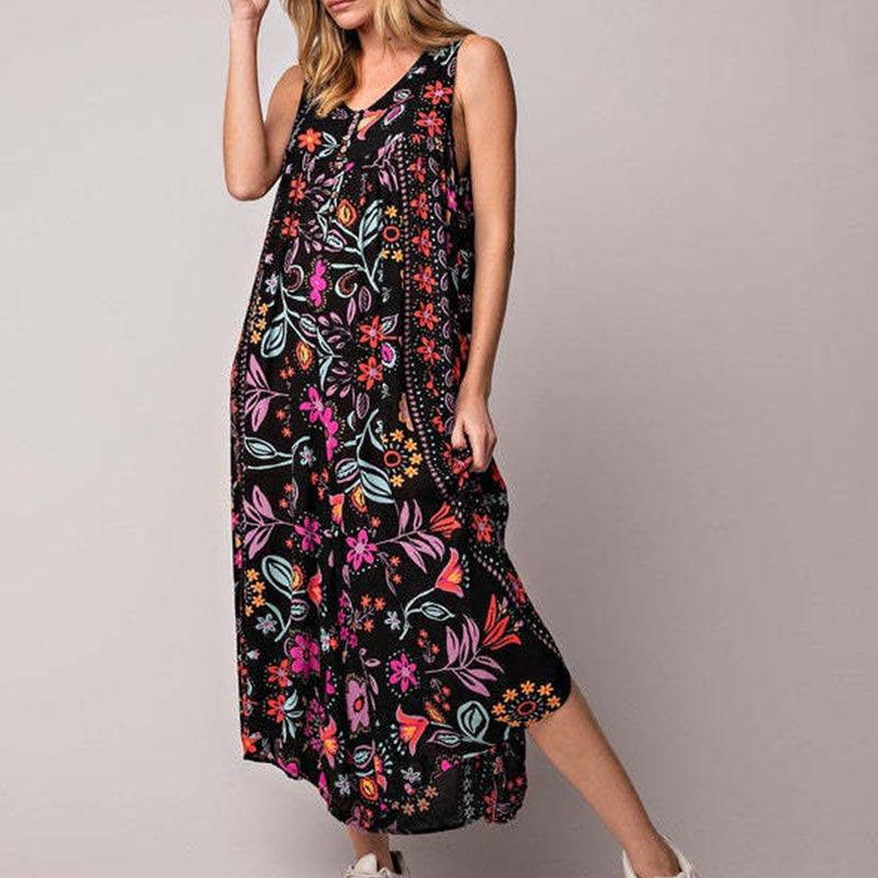 LM | Vintage printed sleeveless jumpsuit