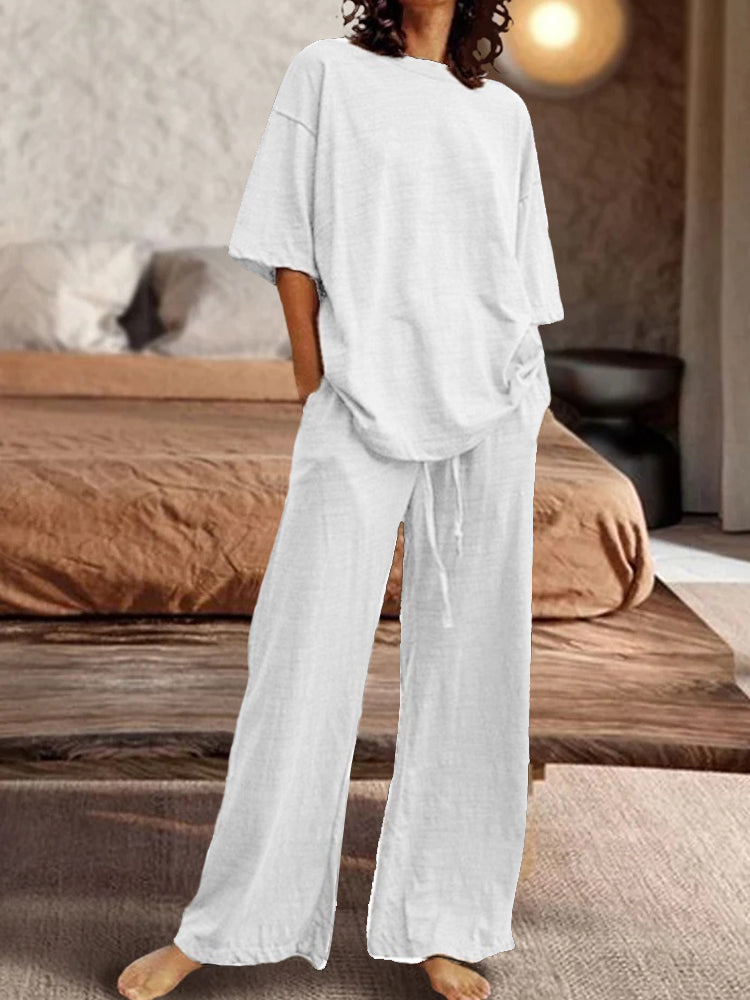 LD | Casual set van oversized shirt en rechte broek voor vrouwen