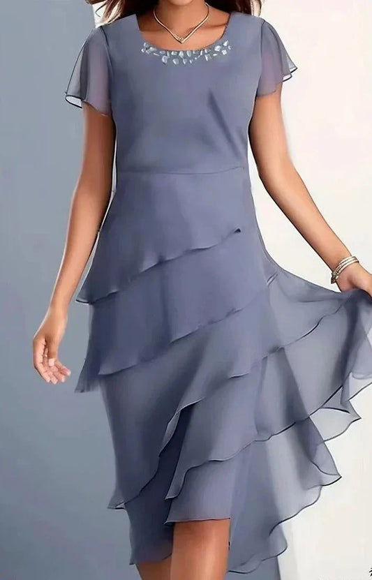 LD | Midi-jurk in chiffon met laagjes