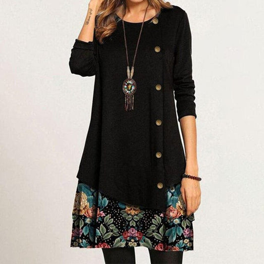 LM | Casual short vintage dress with cardigan for women