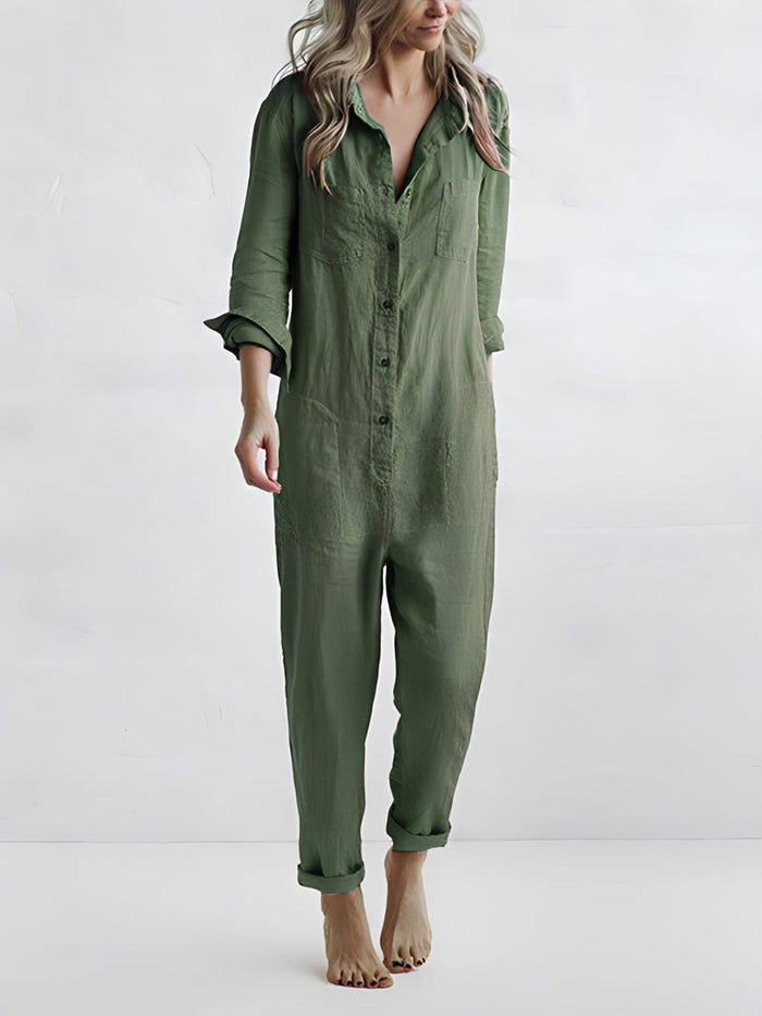 TS | Long-sleeved jumpsuit with button placket