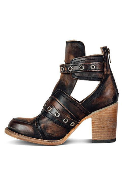 TS | Rustic ankle boot with block heels